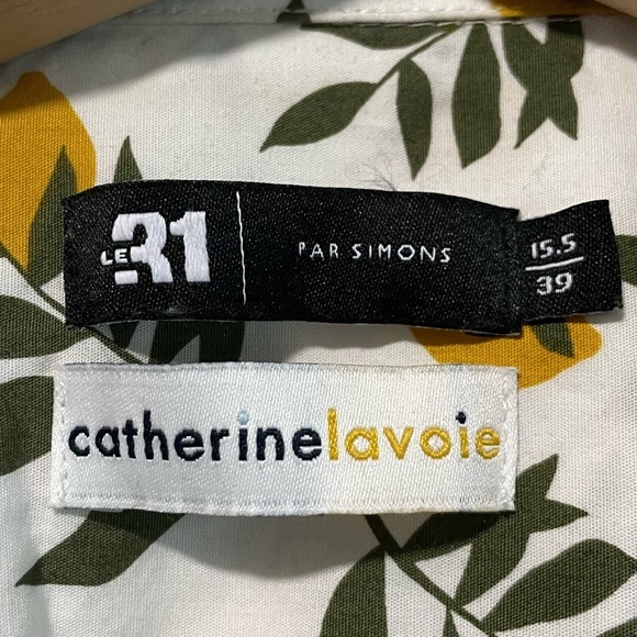 Simons Lemon Print Button-Up Cotton Shirt - 15.5 / 39 - Picture 4 of 8